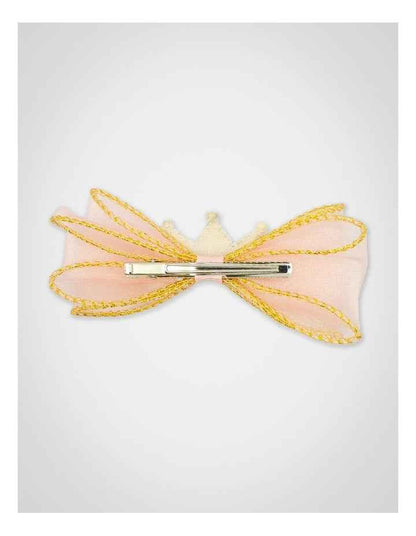 Glitter Crown Bow Hair Clip in Pink