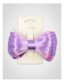 Bow Faux Hair Clip in Purple/Pink