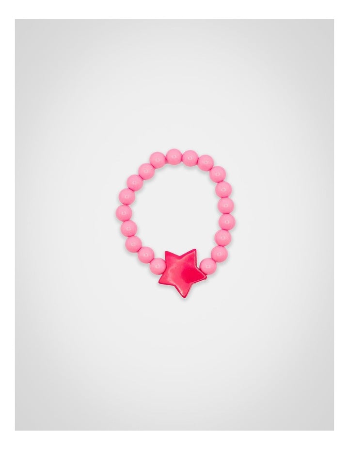 Beaded Star Necklace & Bracelet in Pink