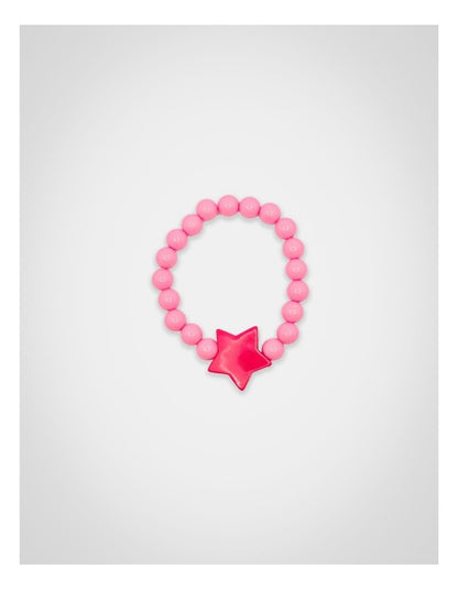 Beaded Star Necklace & Bracelet in Pink