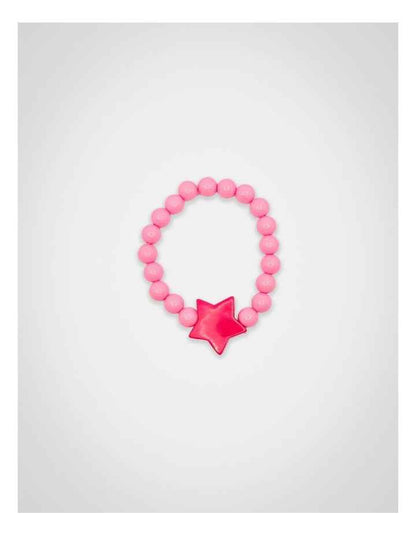 Beaded Star Necklace & Bracelet in Pink
