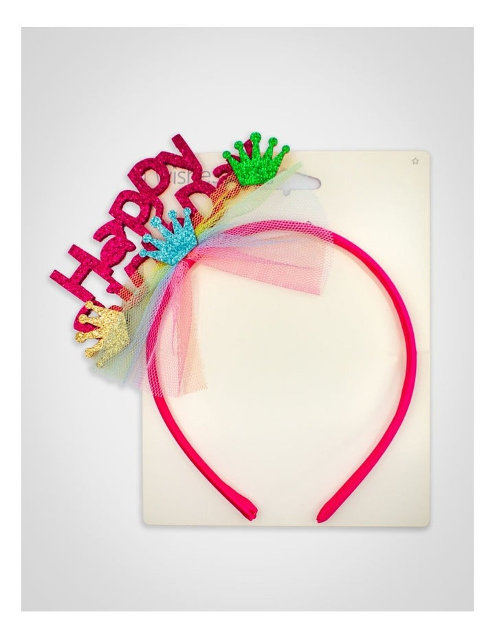 Happy Birthday Glitter Aliceband in Pink
