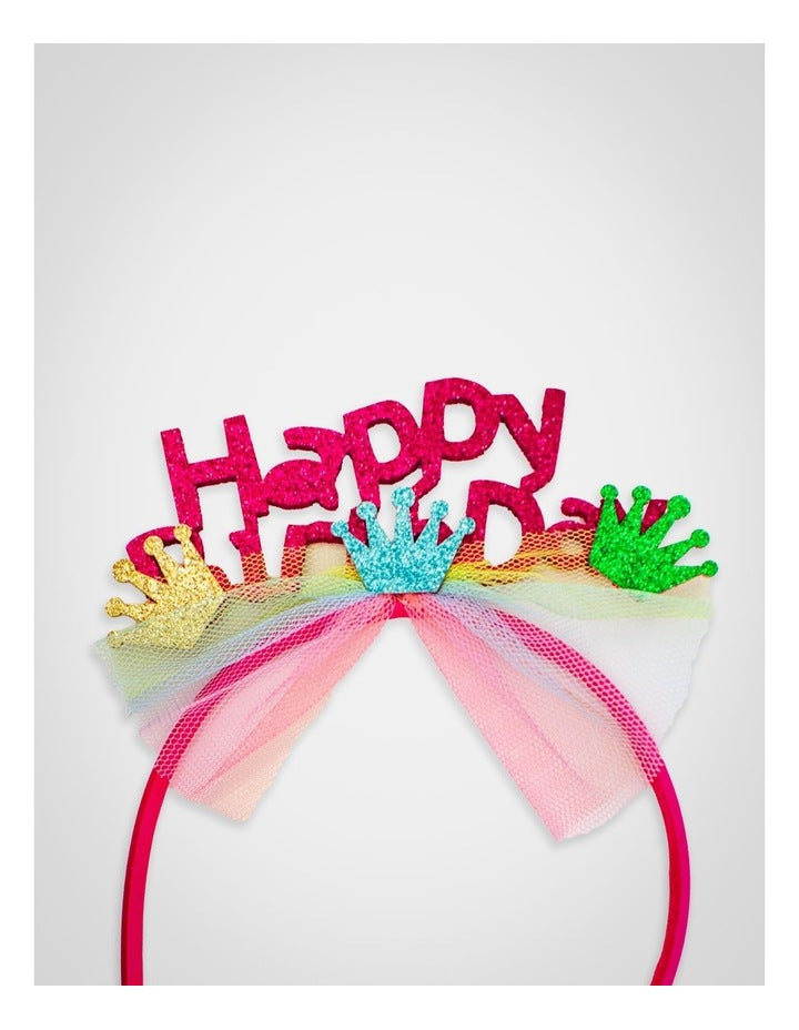 Happy Birthday Glitter Aliceband in Pink