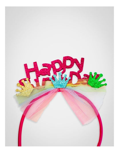 Happy Birthday Glitter Aliceband in Pink