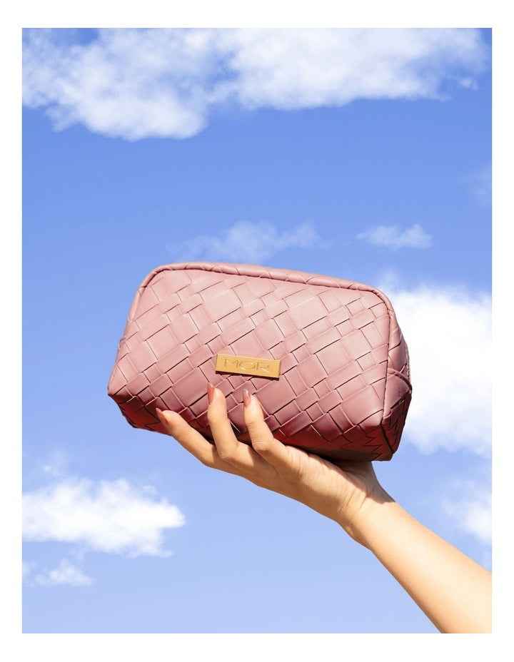 Capri Beauty Pouch in Woven Rose