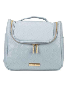 Destination Style Malta Hanging Fold-Out Bag in Woven Blue