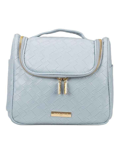 Destination Style Malta Hanging Fold-Out Bag in Woven Blue