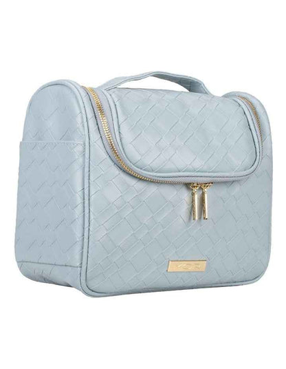 Destination Style Malta Hanging Fold-Out Bag in Woven Blue