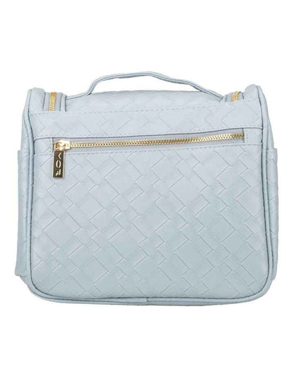 Destination Style Malta Hanging Fold-Out Bag in Woven Blue