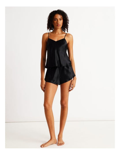 Silk Cami Boxer Set in Black