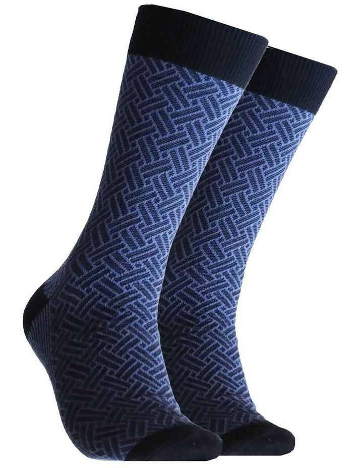 Textured Diamond Cotton Socks in Blue