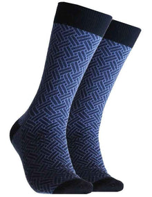 Textured Diamond Cotton Socks in Blue