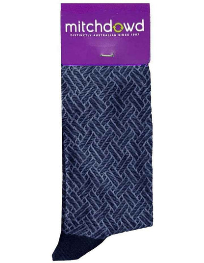 Textured Diamond Cotton Socks in Blue