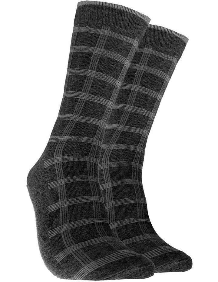 Textured Grid Cotton Dress Socks in Grey