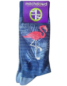 Flamingo Stripe Bamboo Socks in Blue