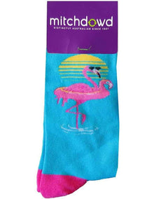 Cool Flamingo Cotton Socks in Blue