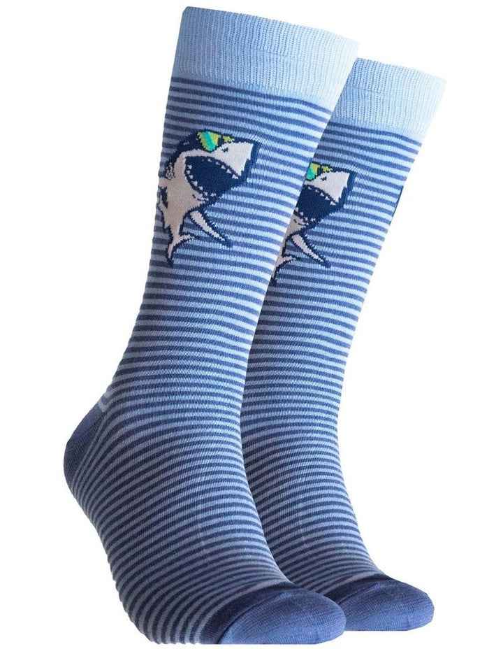 Shark Stripe Bamboo Socks in Blue