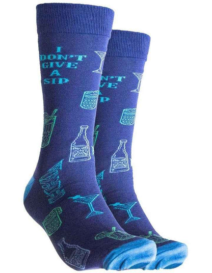 I Don't Give A Sip Bamboo Socks in Blue