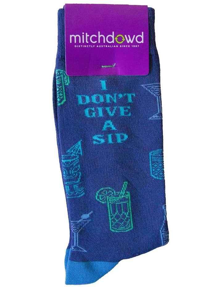 I Don't Give A Sip Bamboo Socks in Blue