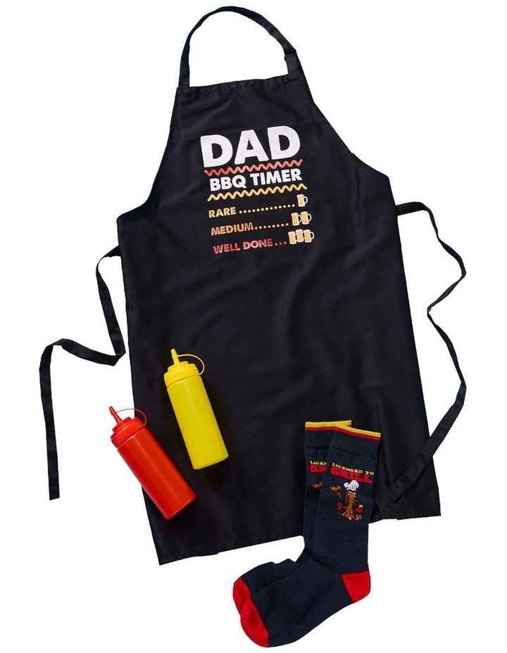 Licenced to Grill Apron & Sock Gift Pack in Black