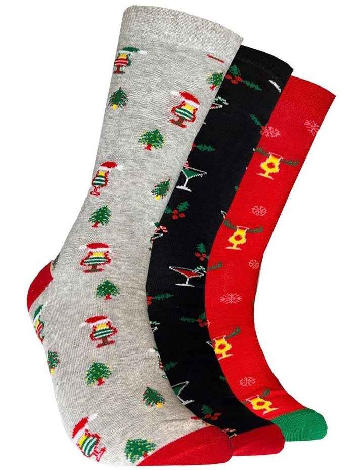 Holiday Cheer Gift Box Cotton Socks 3 Pack in Multi