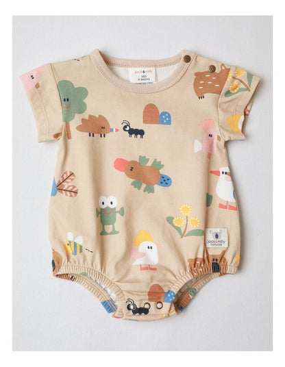 Naturals 2 Pack Bodysuit with Echidna Embroidery in Oatmeal