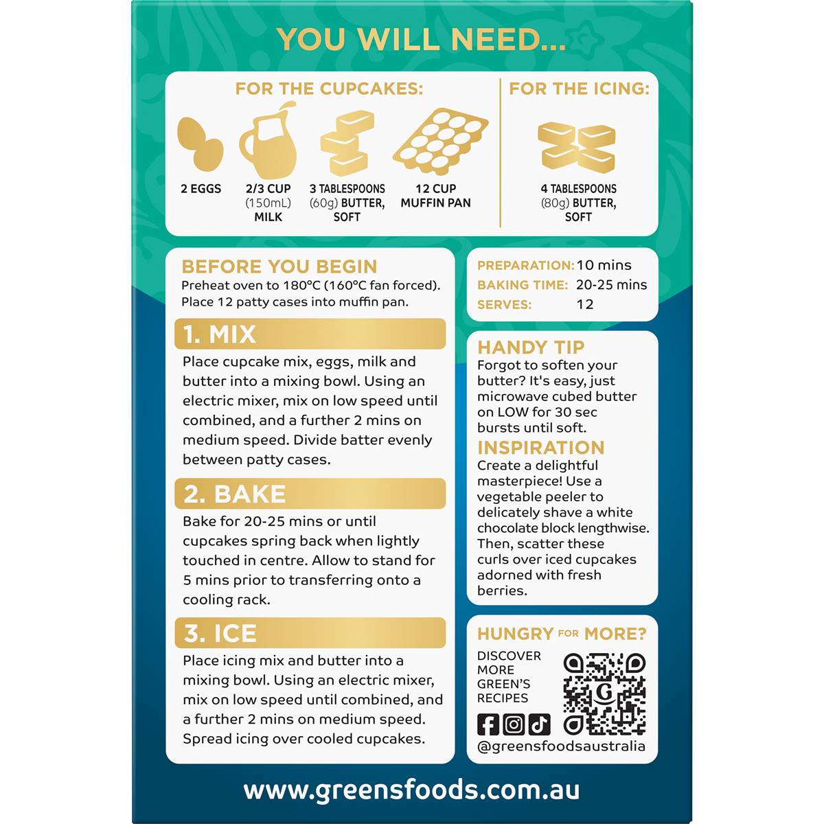 Green's Deluxe Vanilla Cupcake Mix 490g