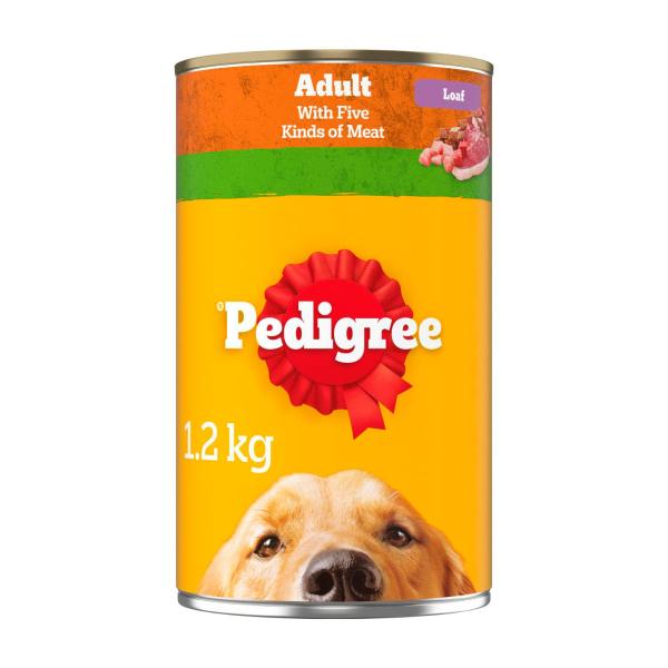 PEDIGREE ADULT WET DOG FOOD WITH 5 KINDS OF MEAT LOAF 1.2KG CAN