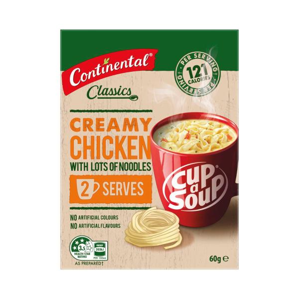 CONTINENTAL LOTS A NOODLE SOUP Q2S:CREAM OF CHICKEN:.:60 GRAM
