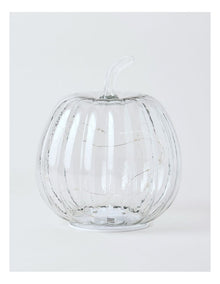 Large Pumpkin Lantern 22.5*22.5*26cm Clear Glass With B/O LED Light(3PCS-AAA)