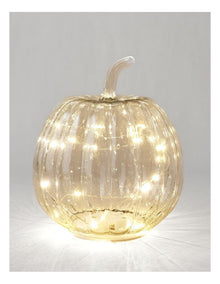 Large Pumpkin Lantern 22.5*22.5*26cm Clear Glass With B/O LED Light(3PCS-AAA)