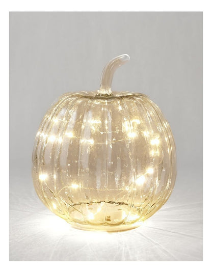 Large Pumpkin Lantern 22.5*22.5*26cm Clear Glass With B/O LED Light(3PCS-AAA)