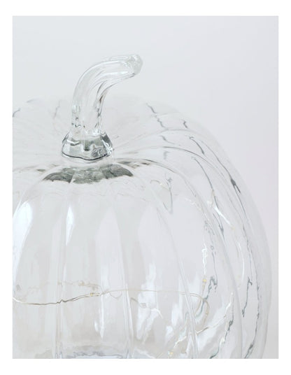 Large Pumpkin Lantern 22.5*22.5*26cm Clear Glass With B/O LED Light(3PCS-AAA)