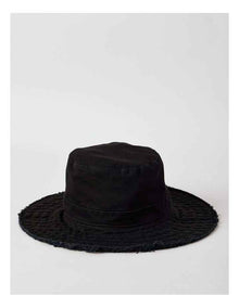 Frayed Edge Bucket Hat in Black