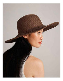 Contrast Weave Hat in Chocolate