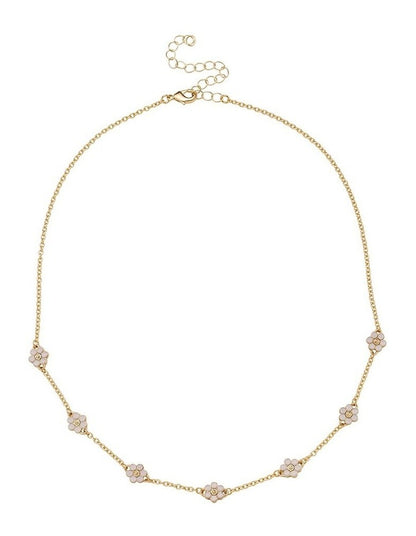 Petal Station Necklace in White