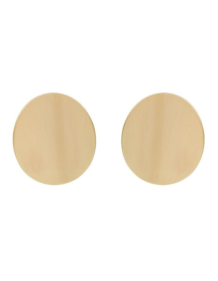 Oval Statement Stud Earrings in Gold