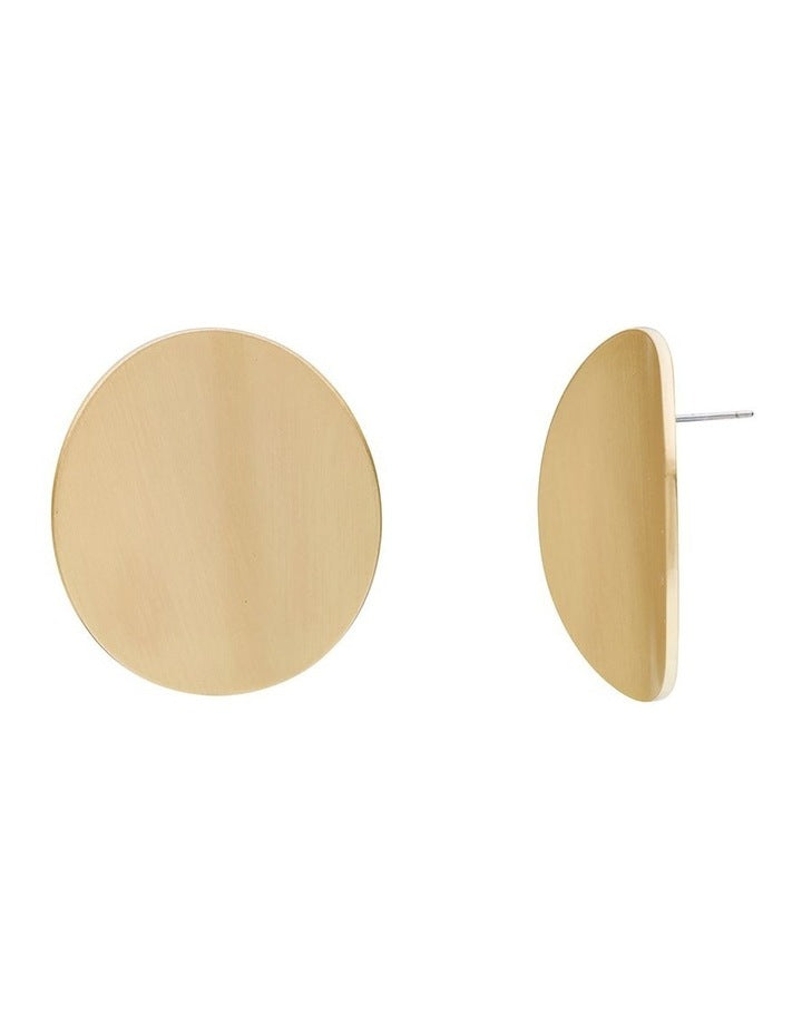 Oval Statement Stud Earrings in Gold