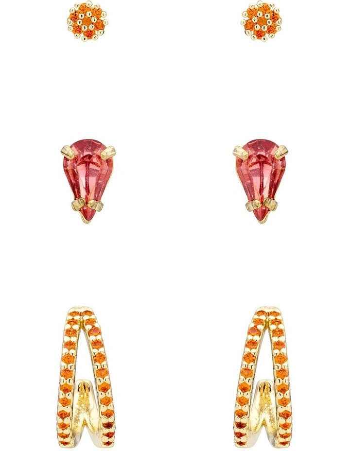 Angular Mini Earring pack in Orange