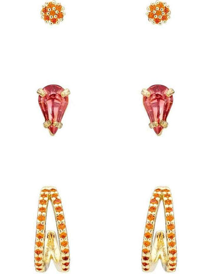 Angular Mini Earring pack in Orange