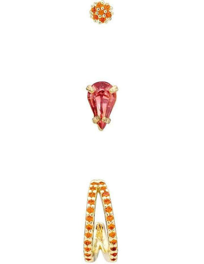 Angular Mini Earring pack in Orange