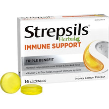 Strepsils Herbal Lozenges Immune Support Honey Lemon 16 pack