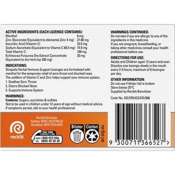 Strepsils Herbal Lozenges Immune Support Honey Lemon 16 pack