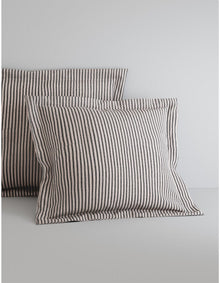ABBOTSON TICKING STRIPE TAILORED EUROPEAN PILLOWCASE IN CARBON