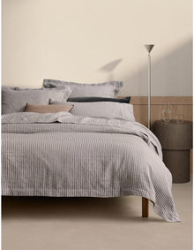 ABBOTSON TICKING STRIPE TAILORED EUROPEAN PILLOWCASE IN CARBON
