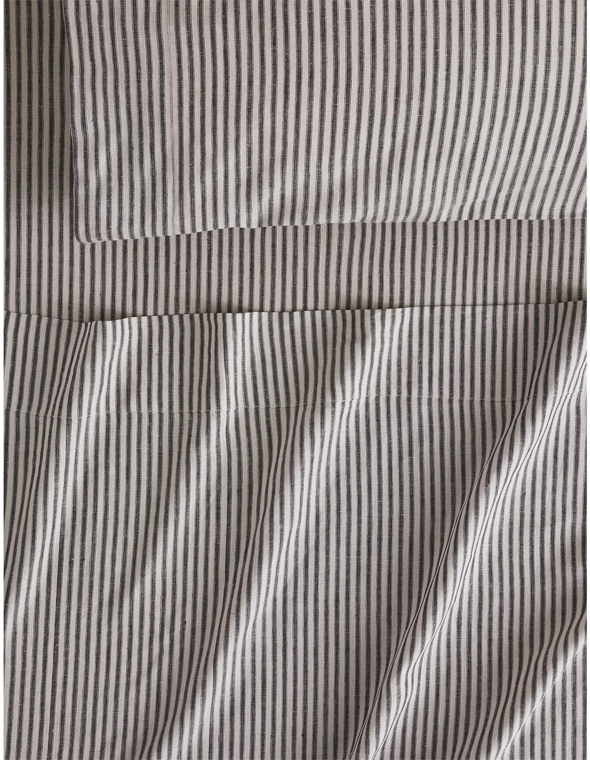 ABBOTSON TICKING STRIPE QUEEN FLAT SHEET IN CARBON