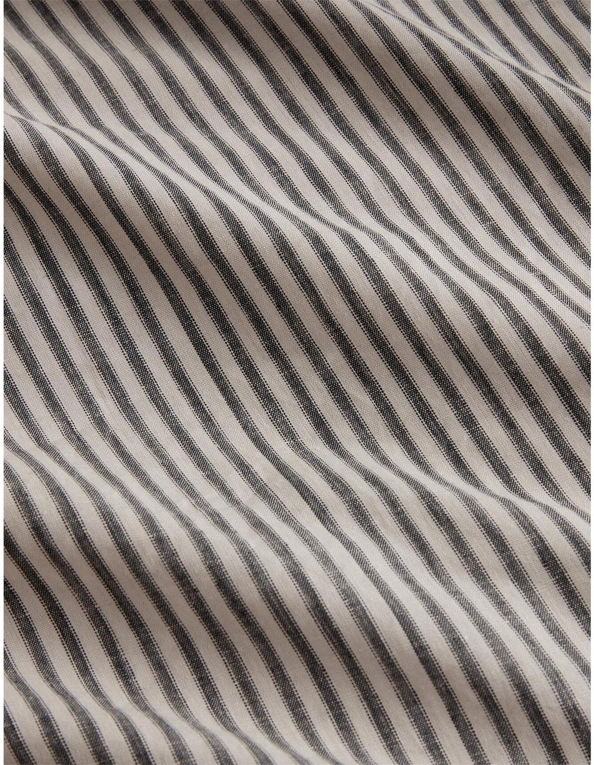 ABBOTSON TICKING STRIPE QUEEN FLAT SHEET IN CARBON