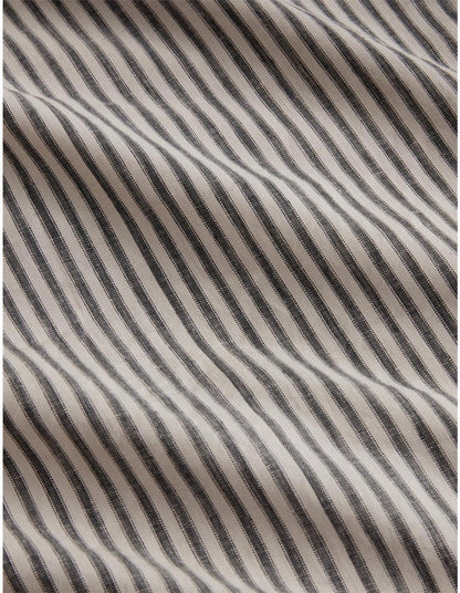 ABBOTSON TICKING STRIPE QUEEN FLAT SHEET IN CARBON