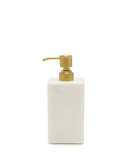 White Marble Brass Pump Lotion Dispenser White