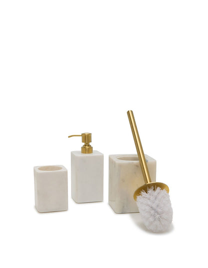 White Marble Brass Pump Lotion Dispenser White